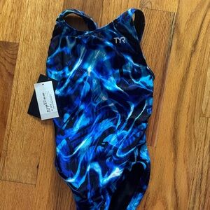 TYR Kids Electric Blue Swirl One Piece